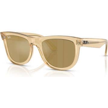 Ray-Ban RBR 0502S 68215A 50 Wayfarer Reverse Aynalı Unisex Kare Şeffaf Sarı Kemik Güneş Gözlüğü