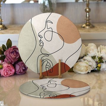RealHomes 2 34x34 cm Renkli 1 Bohemian Özel Tasarım Modern Yuvarlak Servis Altlığı Supla