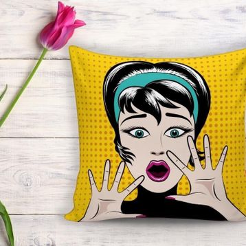 RealHomes Pop Art Resimli Dijital Baskılı Dekoratif Yastık Kırlent Kılıfı