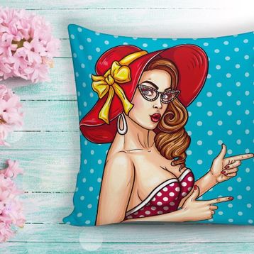 RealHomes Pop Art Resimli Dijital Baskılı Dekoratif Yastık Kırlent Kılıfı