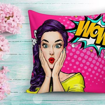 RealHomes Pop Art Resimli Dijital Baskılı Dekoratif Yastık Kırlent Kılıfı