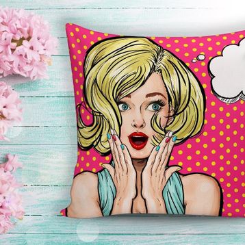 RealHomes Pop Art Resimli Dijital Baskılı Dekoratif Yastık Kırlent Kılıfı