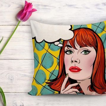 RealHomes Pop Art Resimli Dijital Baskılı Dekoratif Yastık Kırlent Kılıfı
