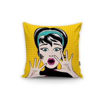 RealHomes Pop Art Resimli Dijital Baskılı Dekoratif Yastık Kırlent Kılıfı