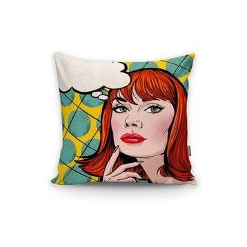 RealHomes Pop Art Resimli Dijital Baskılı Dekoratif Yastık Kırlent Kılıfı