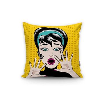 RealHomes Pop Art Resimli Dijital Baskılı Dekoratif Yastık Kırlent Kılıfı