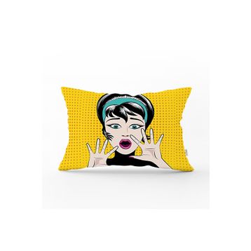 RealHomes Pop Art Resimli Dijital Baskılı Dekoratif Yastık Kırlent Kılıfı
