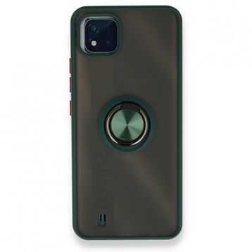 Realme C11 2021 Montreal Yüzüklü Silikon Kapak Yeşil Kılıf