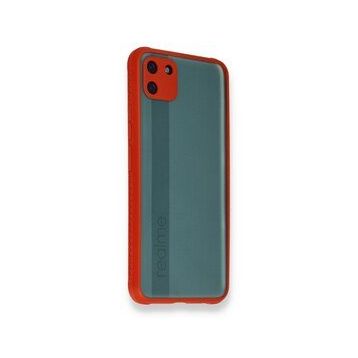 Realme C11 Miami Şeffaf Silikon Kırmızı Kılıf
