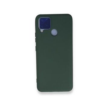 Realme C15 Nano İçi Kadife Silikon Koyu Yeşil Kılıf
