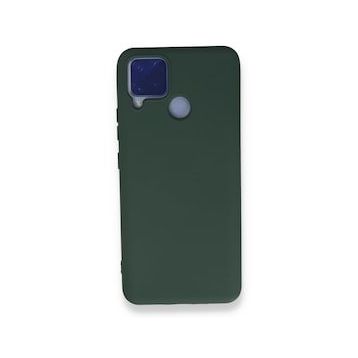 Realme C15 Nano İçi Kadife Silikon Koyu Yeşil Kılıf