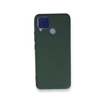 Realme C15 Nano İçi Kadife Silikon Koyu Yeşil Kılıf