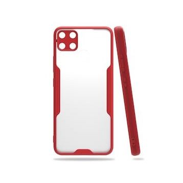Realme C15 Platin Silikon Kırmızı Kılıf