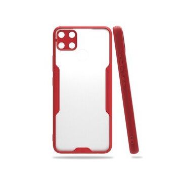 Realme C15 Platin Silikon Kırmızı Kılıf