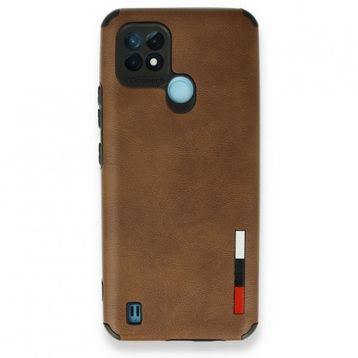 Realme C21 Loop Deri Silikon Kahverengi Kılıf