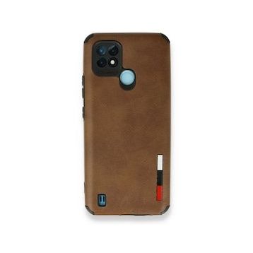 Realme C21 Loop Deri Silikon Kahverengi Kılıf