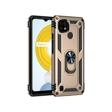 Realme C21 Sofya Yüzüklü Silikon Kapak Gold Kılıf