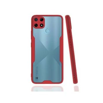 Realme C25Y Platin Silikon Kırmızı Kılıf