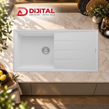RealStone P012 100 Efes 100x50 cm Beyaz Granit Eviye