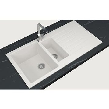 RealStone Troya 100 P005 Beyaz Tezgah Üstü 100x50 cm Granit Eviye