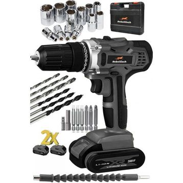Rebellisch Germany Q3 Series 398 VF 40 Ah Darbeli Metal Şanzıman Çift Akülü Vidalama 27 Parça Matkap