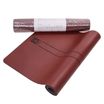 Rebuwo Çift Çizgi Tasarımlı 5 mm Kauçuk Bordo Yoga Pilates Mat