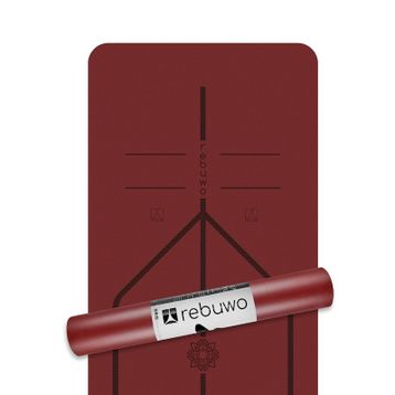 Rebuwo Çift Çizgi Tasarımlı 5 mm Kauçuk Bordo Yoga Pilates Mat