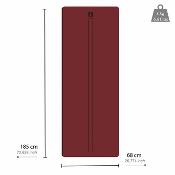 Rebuwo Çift Çizgi Tasarımlı 5 mm Kauçuk Bordo Yoga Pilates Mat