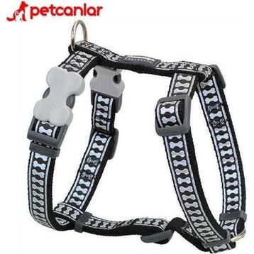 Red Dingo Siyah 25 mm Fosforlu Kemik Desenli Köpek Göğüs Tasması