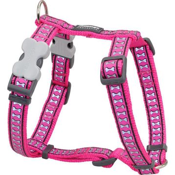 Reddingo Fosforlu Kemik Desenli 25 Mm Pembe Köpek Göğüs Tasması