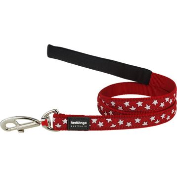 Reddingo Kırmızı Üzerine Beyaz Yıldızlı 20 mm 1.2 mt Köpek Uzatma Tasması