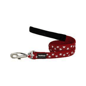 Reddingo Kırmızı Üzerine Beyaz Yıldızlı 25 mm 1.2 mt Köpek Uzatma Tasması