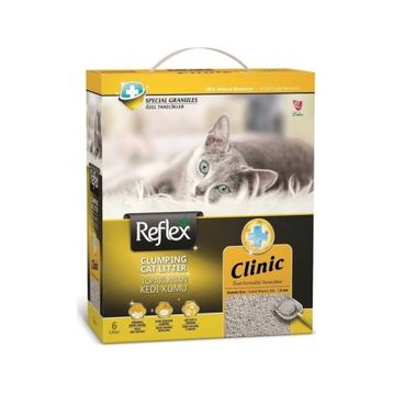 Reflex 6 lt Clinic Özel Formüllü Tanecikler Aktif Karbonlu Formül Topaklaşan Bentonit Kedi Kumu