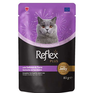 Reflex Plus 85 gr Jöle İçinde Somonlu ve Ton Balıklı Pouch Yetişkin Konserve Kedi Maması