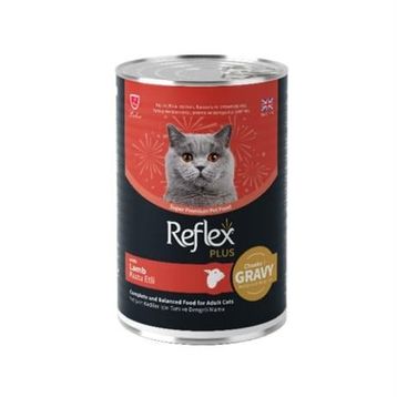Reflex Plus Sos İçinde Et Parçacıklı Kuzu Etli Yetişkin 400 gr Konserve Kedi Maması