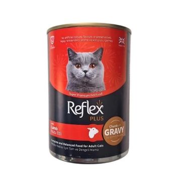 Reflex Plus Sos İçinde Et Parçacıklı Kuzu Etli Yetişkin 400 gr Konserve Kedi Maması