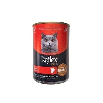 Reflex Plus Sos İçinde Et Parçacıklı Kuzu Etli Yetişkin 400 gr Konserve Kedi Maması
