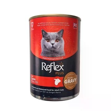 Reflex Plus Sos İçinde Et Parçacıklı Kuzu Etli Yetişkin 400 gr Konserve Kedi Maması