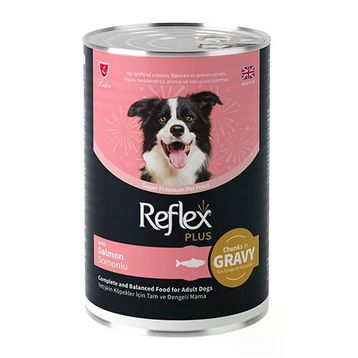 Reflex Plus Sos İçinde Et Parçacıklı Somonlu 12x400 gr Yetişkin Köpek Konservesi