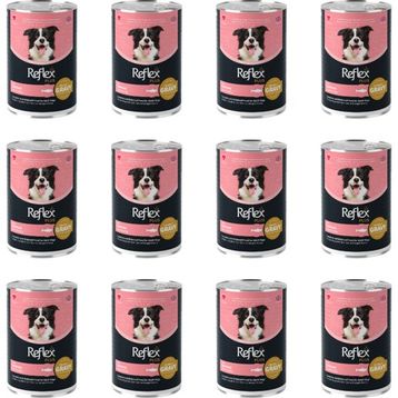 Reflex Plus Sos İçinde Et Parçacıklı Somonlu 12x400 gr Yetişkin Köpek Konservesi