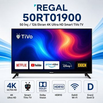 Regal 50RT01900 50 inç 127 Ekran 4K Ultra HD TiVo LED TV