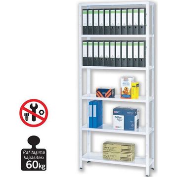 Regalux Metal 200x100x30 cm Beyaz 6 Katlı Raf