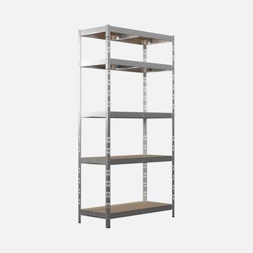 Regalux Metal Ahşap 90x40x180 cm Gri 5 Katlı Raf