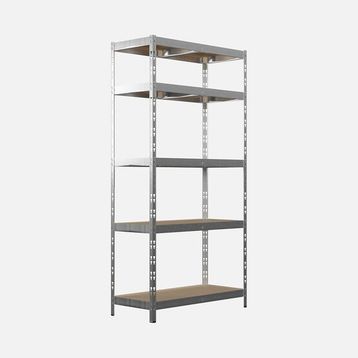 Regalux Metal Ahşap 90x40x180 cm Gri 5 Katlı Raf