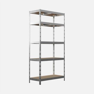 Regalux Metal Ahşap 90x40x180 cm Gri 5 Katlı Raf