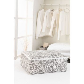 Rek Home Büyük Boy 62x46x22 cm Gri Yaprak Baskılı Baza Altı Yastık Yorgan Kazak Hurç