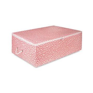 Rek Home Büyük Boy 62x46x22 cm Pudra Yaprak Baskılı Baza Altı Yastık Yorgan Kazak Hurç