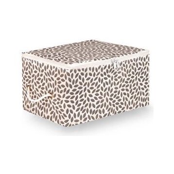 Rek Home Küçük Boy 30x22x18 cm Gri Yaprak Baskılı Baza Altı Valiz Düzenleyici Hurç