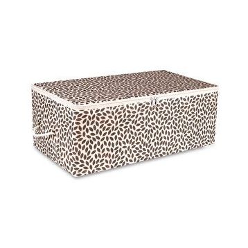 Rek Home Orta Boy 52x28x21 cm Gri Yaprak Baskılı Baza Altı Kazak Pike Battaniye Giysi Kıyafet Hurç