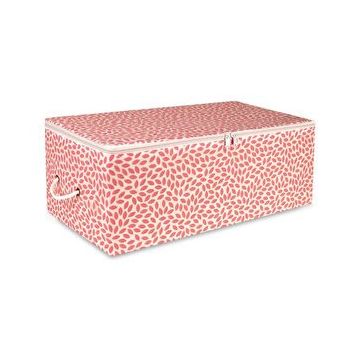 Rek Home Orta Boy 52x28x21 cm Pudra Yaprak Baskılı Baza Altı Kazak Pike Battaniye Giysi Kıyafet Hurç